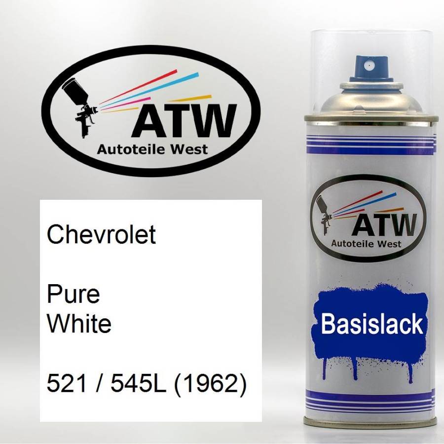 Chevrolet, Pure White, 521 / 545L (1962): 400ml Sprühdose, von ATW Autoteile West.